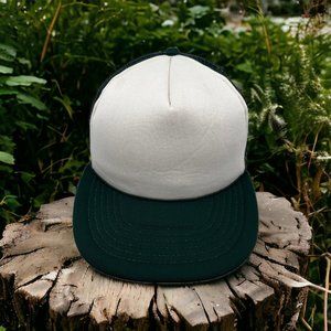 Supreme Vintage White and Green Foam Trucker Hat Blank Front Snapback Mesh Back